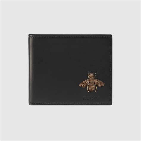 gucci bee embroidered wallet|Gucci bee wallet men.